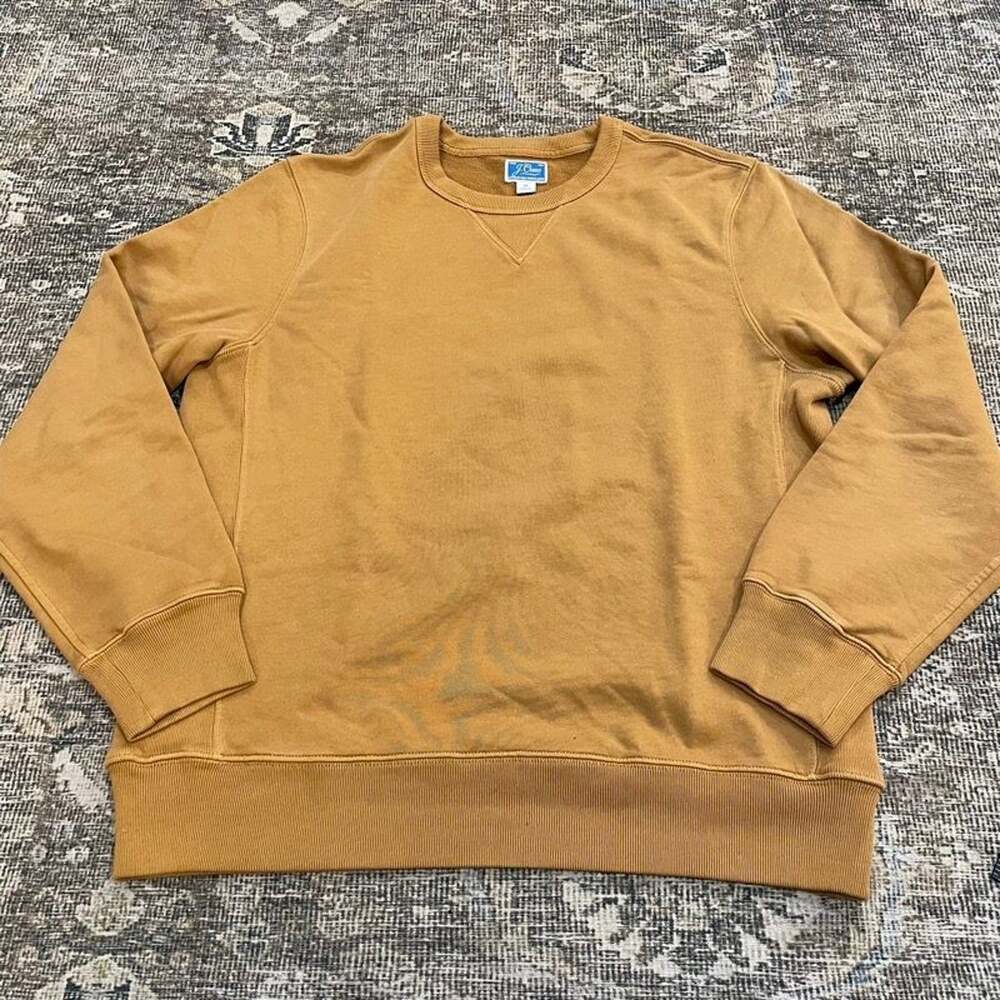 J.Crew Garment-Dyed French Terry Crewneck Sweatshirt Mens M Mustard Tan Cotton